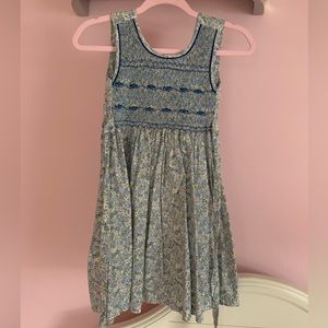 Maki Rose girls cotton blue floral smocked dress